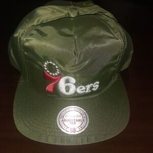 76ers Mitchell & Ness Hat ZIPPER Snapback Hat War Green Adjustable Hat Cap NBA
